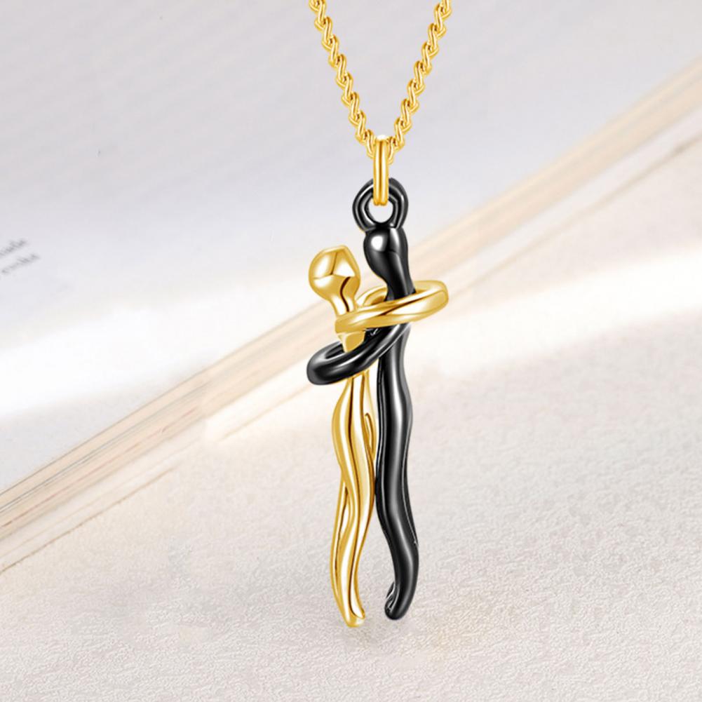 Hug Couple Pendant  With Chain