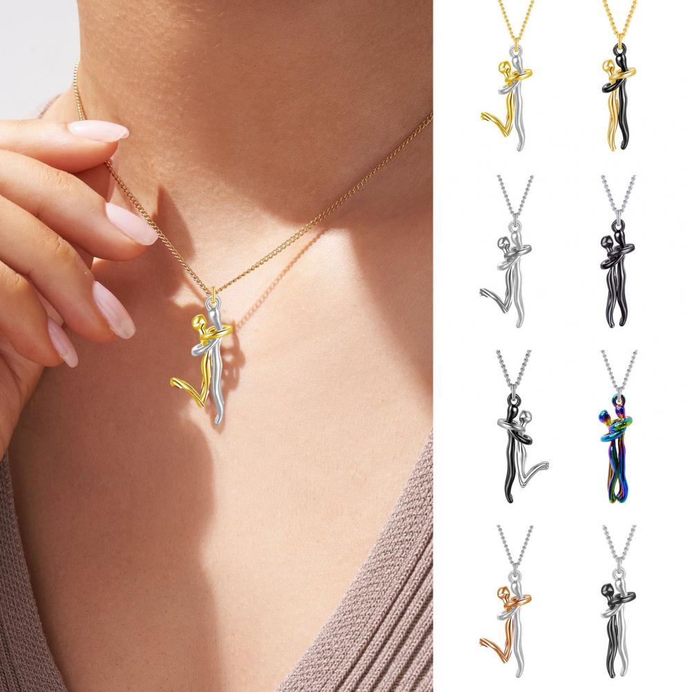 Hug Couple Pendant  With Chain