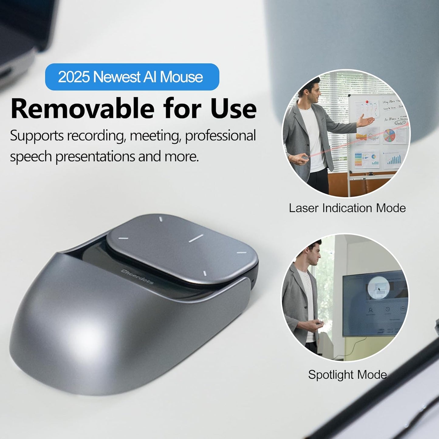 Magnetic Wireless Mouse With Recorder