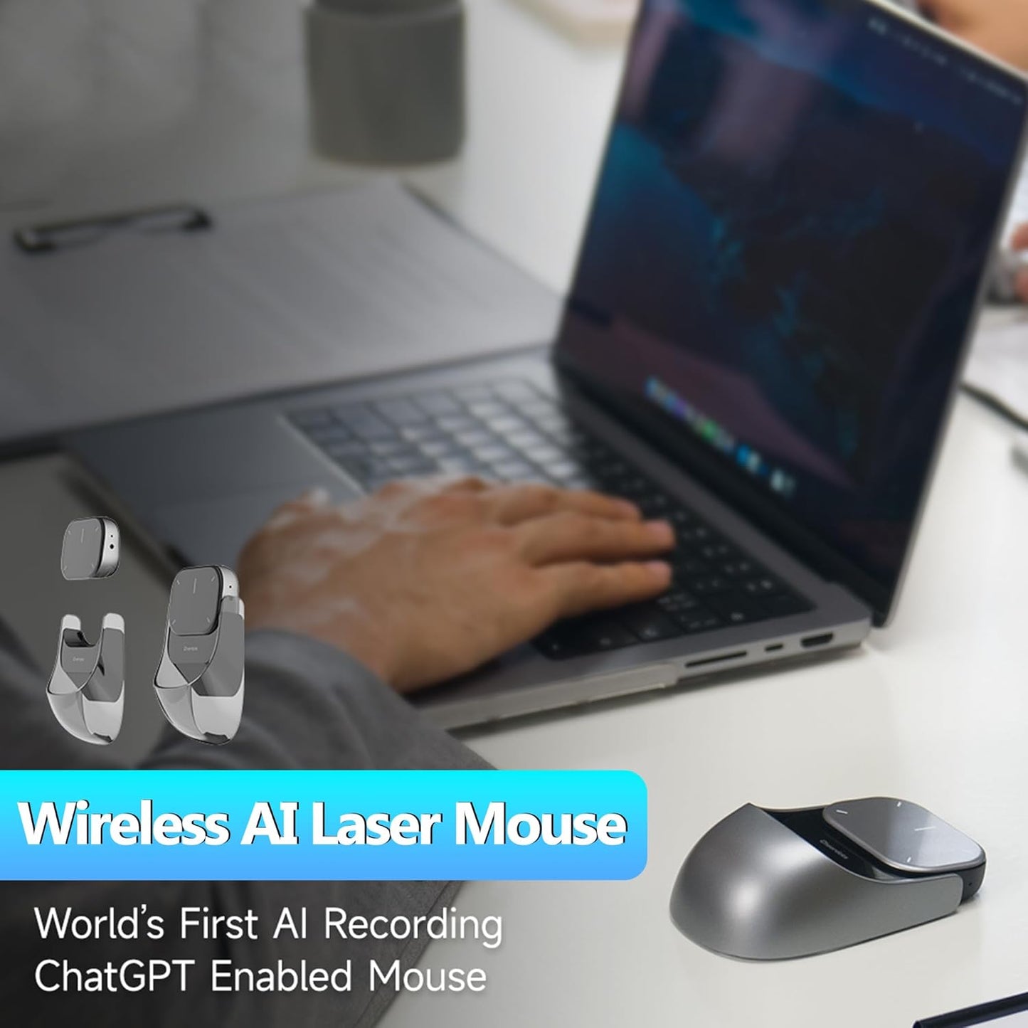Magnetic Wireless Mouse With Recorder